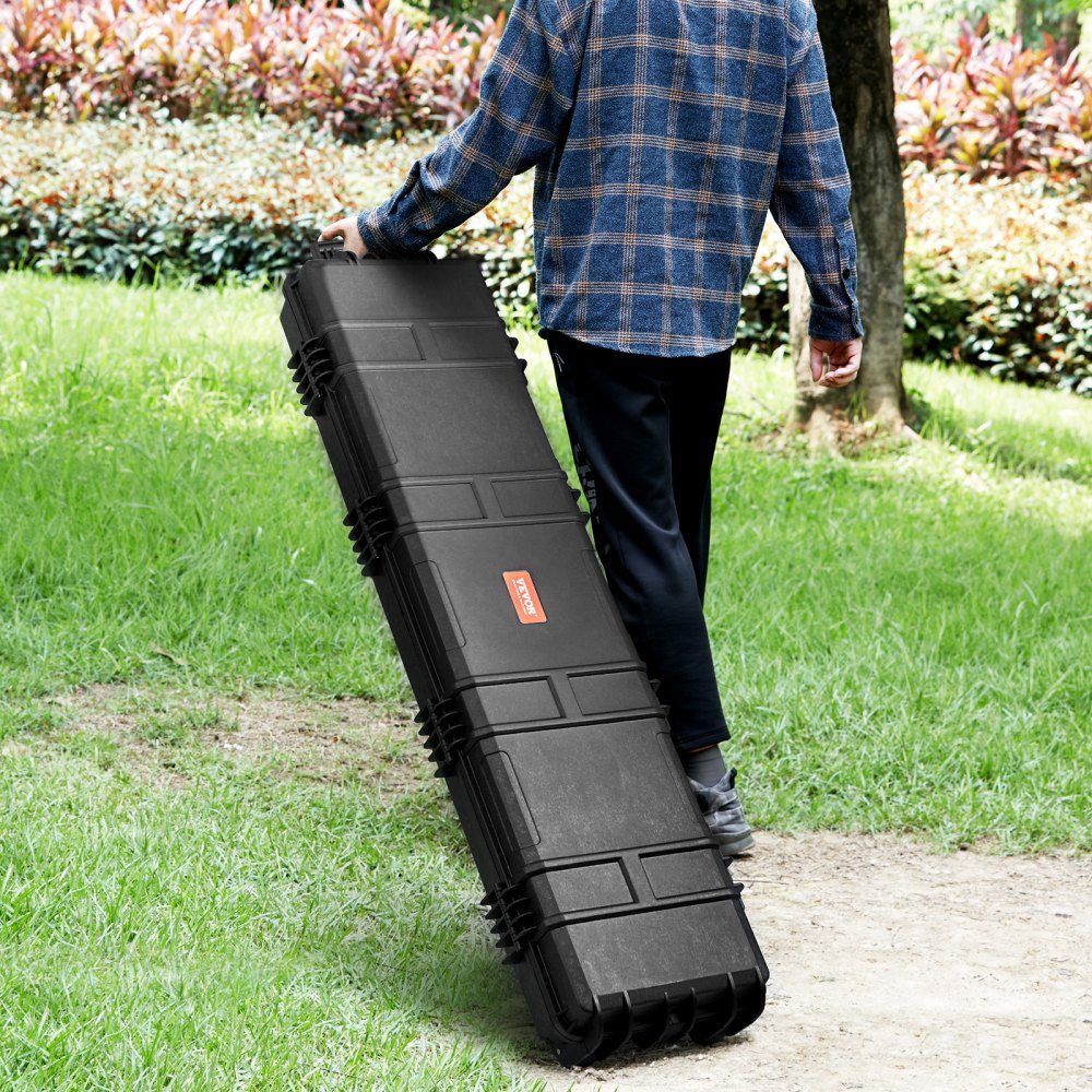 Rifle hard case with 3 layers of fully protective foam, lockable hard gun case, waterproof & rollable long gun case, for 138cm rifles or shotguns