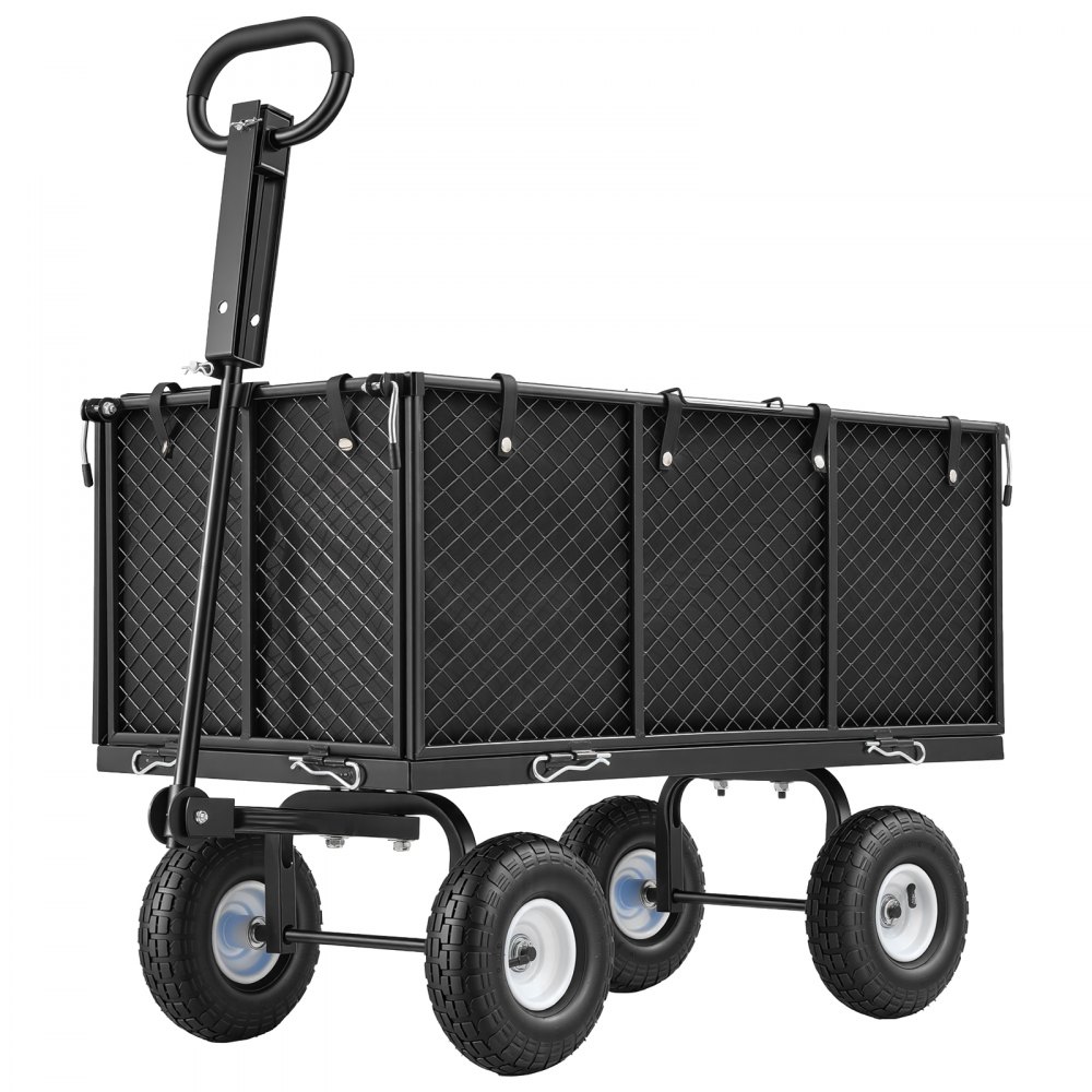 Handcart 544 kg, Handcart with Pneumatic Tires, Adjustable Handle, Removable Sides, Beach Cart, Camping Cart, Garden Cart for Attachment to ATV or Tractor, Black Handcart 544 kg, Handcart with Pneumatic Tires, Adjustable Handle, Removable Sides, Beach Cart, Camping Cart, Garden Cart for Attachment to ATV or Tractor, Black