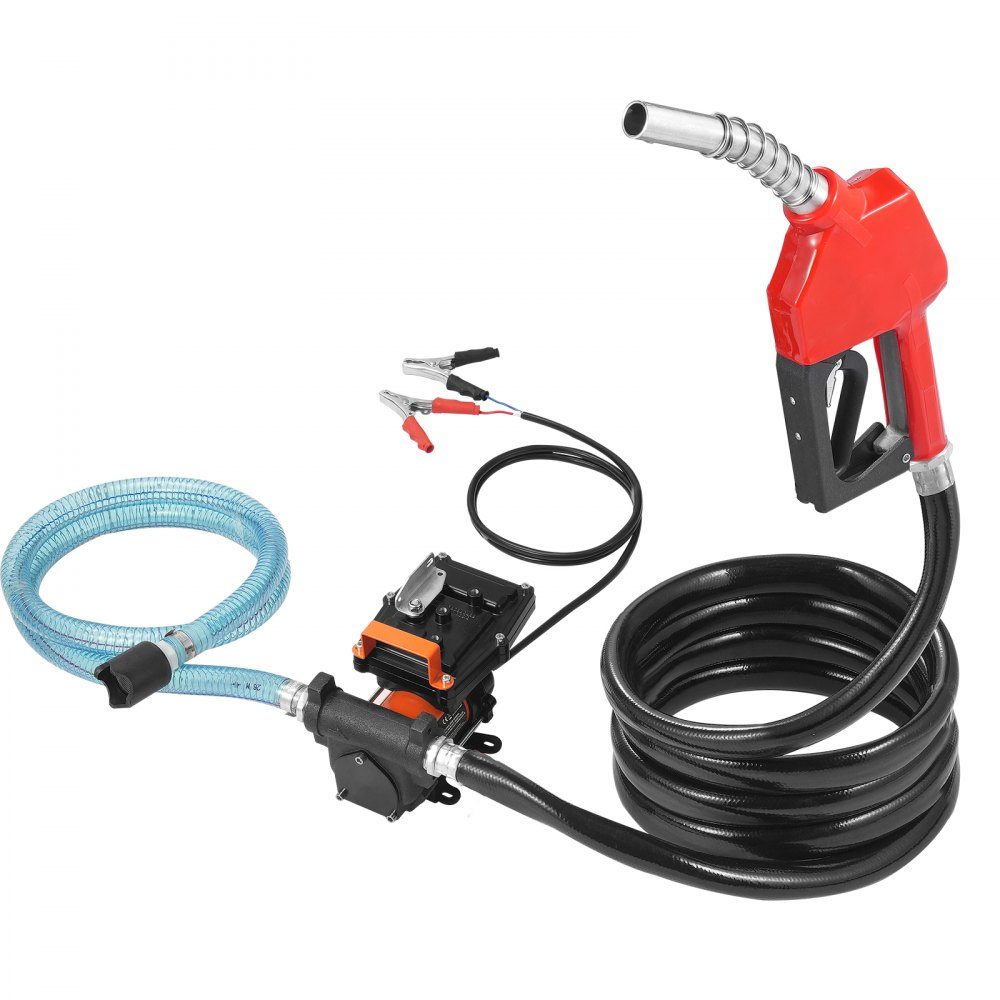 Dieselpumpe, 12 V Gleichstrom, 15 GPM, 1/4 PS, tragbare elektrische Kraftstoffpumpe mit automatischer Pistolenabschaltung, Einlass- und Auslassschlauch für Benzin, Diesel, Kerosin, Methanolmischungen