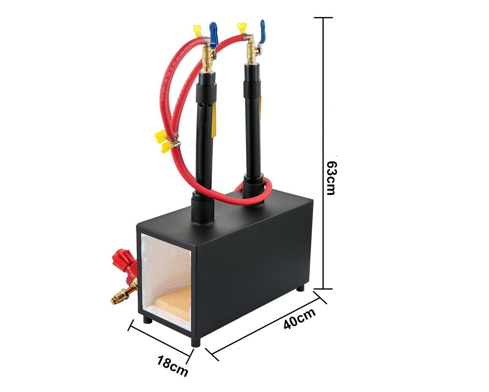 Kit de démarrage XXL four à gaz max. 1350 °C, brûleur de forge 10 L, four de forge à deux brûleurs, revêtement en fibre de silicate d'aluminium, forge métallique max. puissance 153,6 kWh / 524 000 BTU, maréchal-ferrant