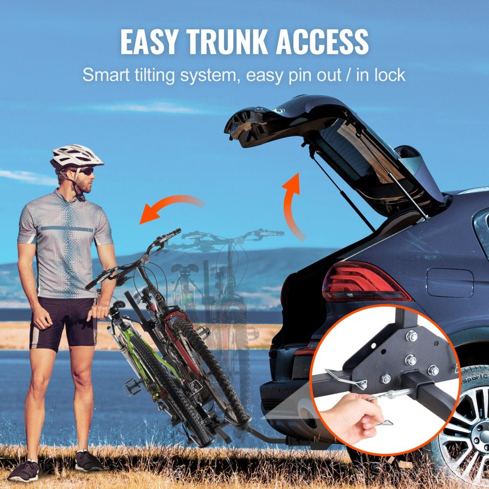 Tow Hitch Bike Rack, 2 Bike Platform Style, 36kg Load Capacity, Bike Rack Hitch for 31.75/50.8mm Receiver, Foldable Bike Rack for Car, SUV, Truck etc