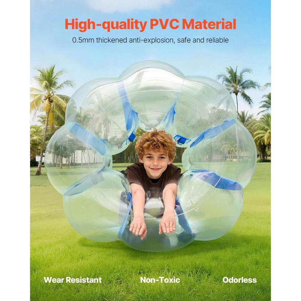Aufblasbarer Bumper-Ball (1 Stück), 1,2 m, robust, 0,5 mm dick, PVC, Blasenklopfer, Kollisionsball für Outdoor-Sport, Mannschaftsspiele, Spielzeug für Yard Park (blaue Streifen)