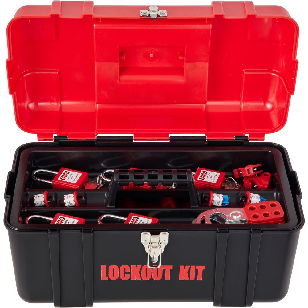 Kits de verrouillage de 42 pièces, kit Loto de sécurité électrique, comprend des cadenas, 5 types de verrouillage, des moraillons, des étiquettes et des attaches de câble, une boîte, des outils de sécurité de verrouillage pour éliminer les risques électri