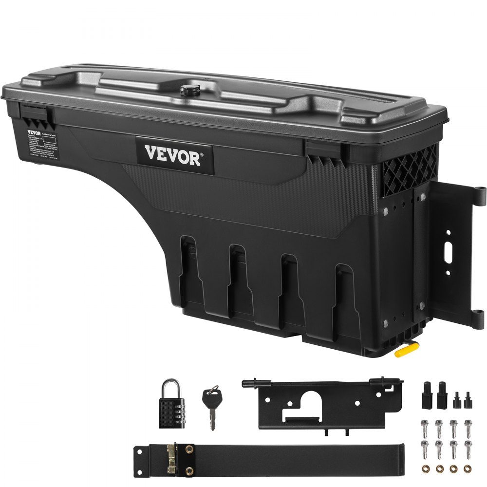 Truck Bed Storage Box Lockable Lid Waterproof ABS Wheel Arch Tool Box 25L with Password Padlock Compatible with Dodge Ram 1500 2019-2021 Passenger Side