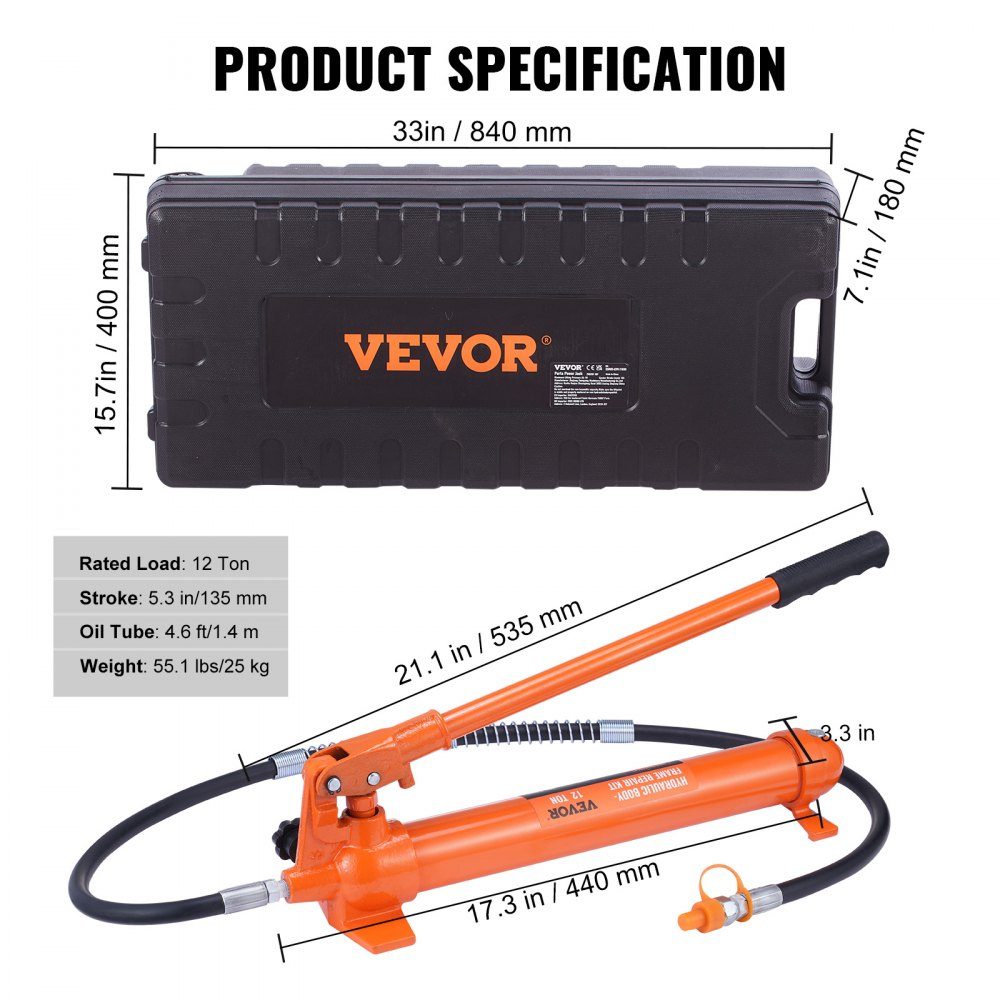 Hydraulic Jack Air Pump 12T Air Hydraulic Jack 135mm Stroke Red Includes 100/195/300/500mm Extension Rod Electrostatic Powder Spraying Car Repair Shop