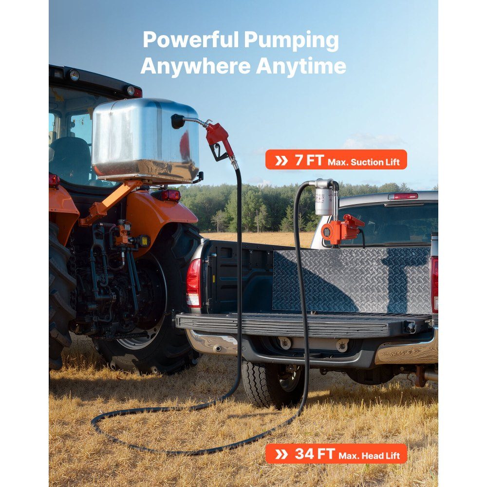 Kraftstoffpumpe, 12 V DC, 37 l/min, Dieselpumpen-Set mit automatischer Abschaltdüse, Förderschlauch, Überhitzungsschutz, Stromkabel, explosionsgeschützt, für Benzin, Diesel und Kerosin
