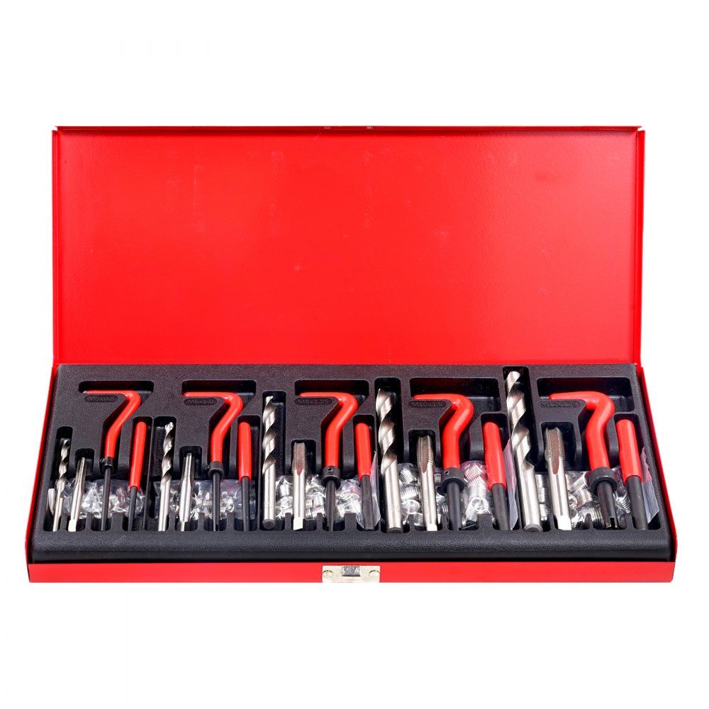 Thread Repair Kit, 166 Piece Metric Helicoil Repair Kit, M5 M6 M8 M10 M12 Re-Tapping Tool Kit with HSS Drill Bits, Thread Inserts, Tap Snap-Off Installation Tools