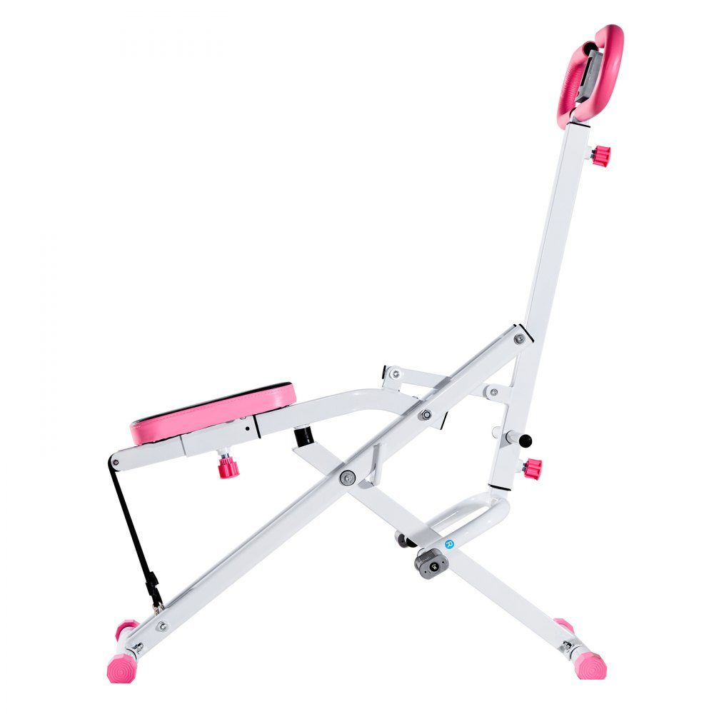 Squat Machine for Deep Squats, Folding Exercise Machine, Glute Trainer with 5 Level Adjustable Seat, Home Exercise Machine for Buttocks and Legs, Glute Machine White + Pink