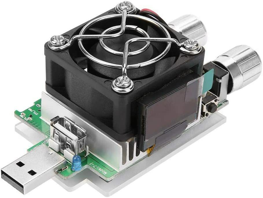Adjustable electronic constant current load with USB port, 35W discharge current tester with LCD