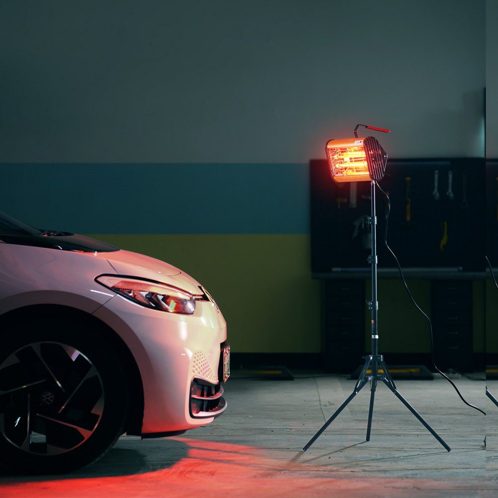 Lampa do utwardzania na podczerwień, ręczna/podwójna podstawka, 2000 W, ustawienie czasu 0–90 min, lampa do automatycznego utwardzania z automatyczną grzałką i uchwytem, ​​grzejniki do kabiny natryskowej/pieczenia o powierzchni 32 m2