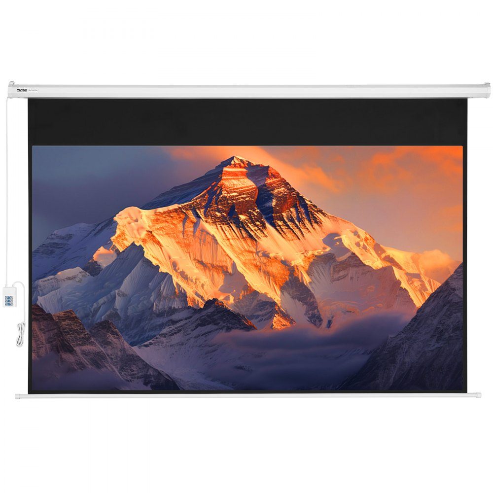 Motorized Projector Screen, 100 Inch 16:9 4K 1080 HD Electric Projector Screen, Automatic Projection Screen with Remote Control, Wall Mounted Cinema Screen for Family Home Office Theater