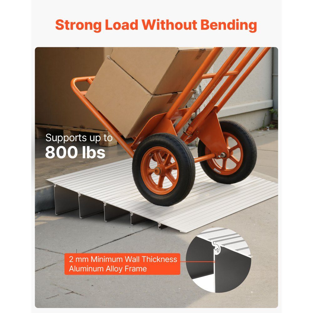Door Sill Ramp 677 x 865 x 138mm Aluminum Alloy Wheelchair Ramp with 360kg Load Capacity Curb Ramps for Home Stairs for Wheelchairs, Scooters, Walkers, Bicycles, Tricycles