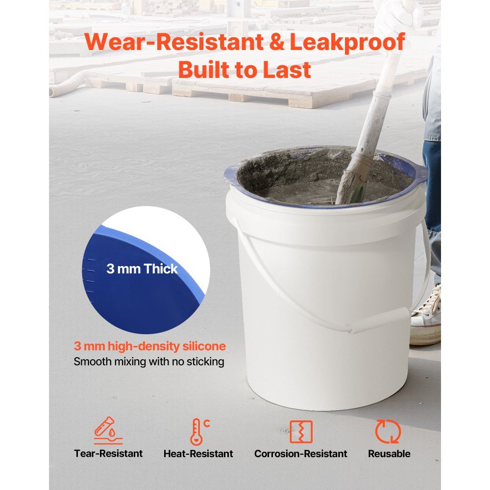 Bucket Liner 6L Silicone Concrete Mixer Bucket Liner Reusable for Mixing Thin Set Mortar, Paint, Concrete and Epoxy Resin Food Grade Bucket Liner Blue