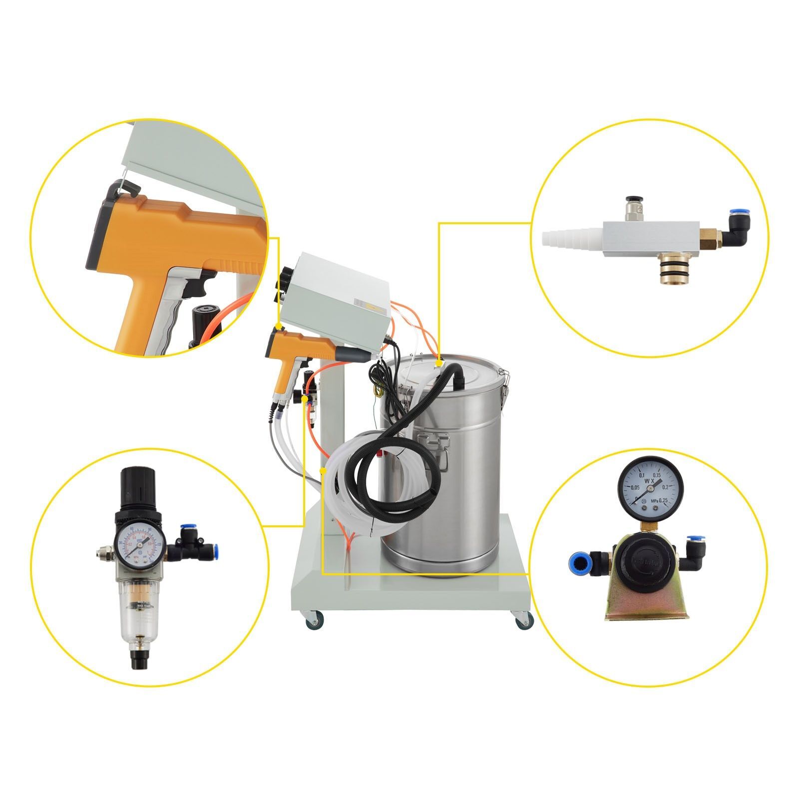 Elektrische Pulverbeschichtungsmaschine für den industriellen Einsatz, Autowerkstatt, Metallbau, Hobby Elektrische Pulverbeschichtungsmaschine für den industriellen Einsatz, Autowerkstatt, Metallbau, Hobby