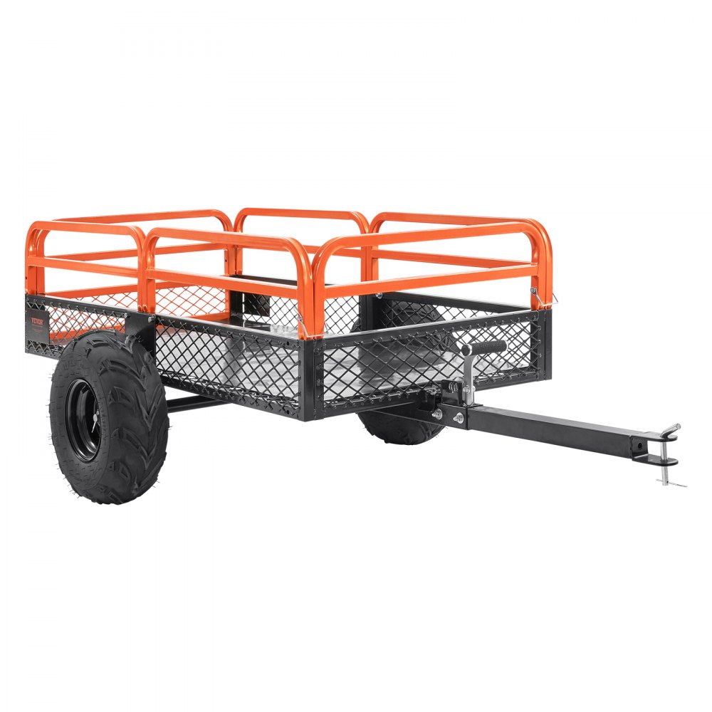 680kg Capacity Heavy Duty Lawn Tractor Dump Trailer, Tilt Bed Trailer Hitch, Folding Side Panel Trailer, Orange ATV UTV Dump Trailer 680kg Capacity Heavy Duty Lawn Tractor Dump Trailer, Tilt Bed Trailer Hitch, Folding Side Panel Trailer, Orange ATV UTV Dump Trailer