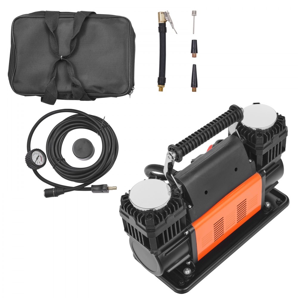 10.6 CFM Heavy Duty Air Compressor, 30s Fast Inflation | Portable Dual Cylinder Tire Inflator 12V 150 PSI Off-Road Air Pump with Adapters for Trucks, Cars, SUVs, 4x4 Vehicles, RVs