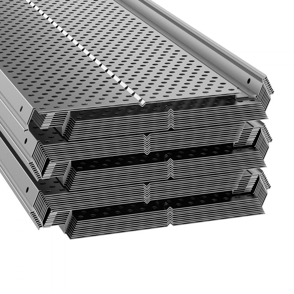 Dachrinnenschutz, 152 mm Breite, Aluminium-Blattfilter, DIY Dachrinnenabdeckung, 52 Stück, 528 cm Gesamtlänge, 4 mm Lochdurchmesser und 0,5 mm Dicke. Raptor Dachrinnenschutz