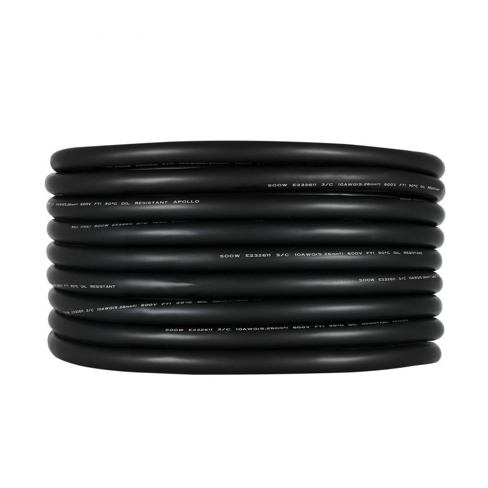 50ft 10AWG (6mm²) Electrical Cable Power Cable Copper Extension Cable 600V