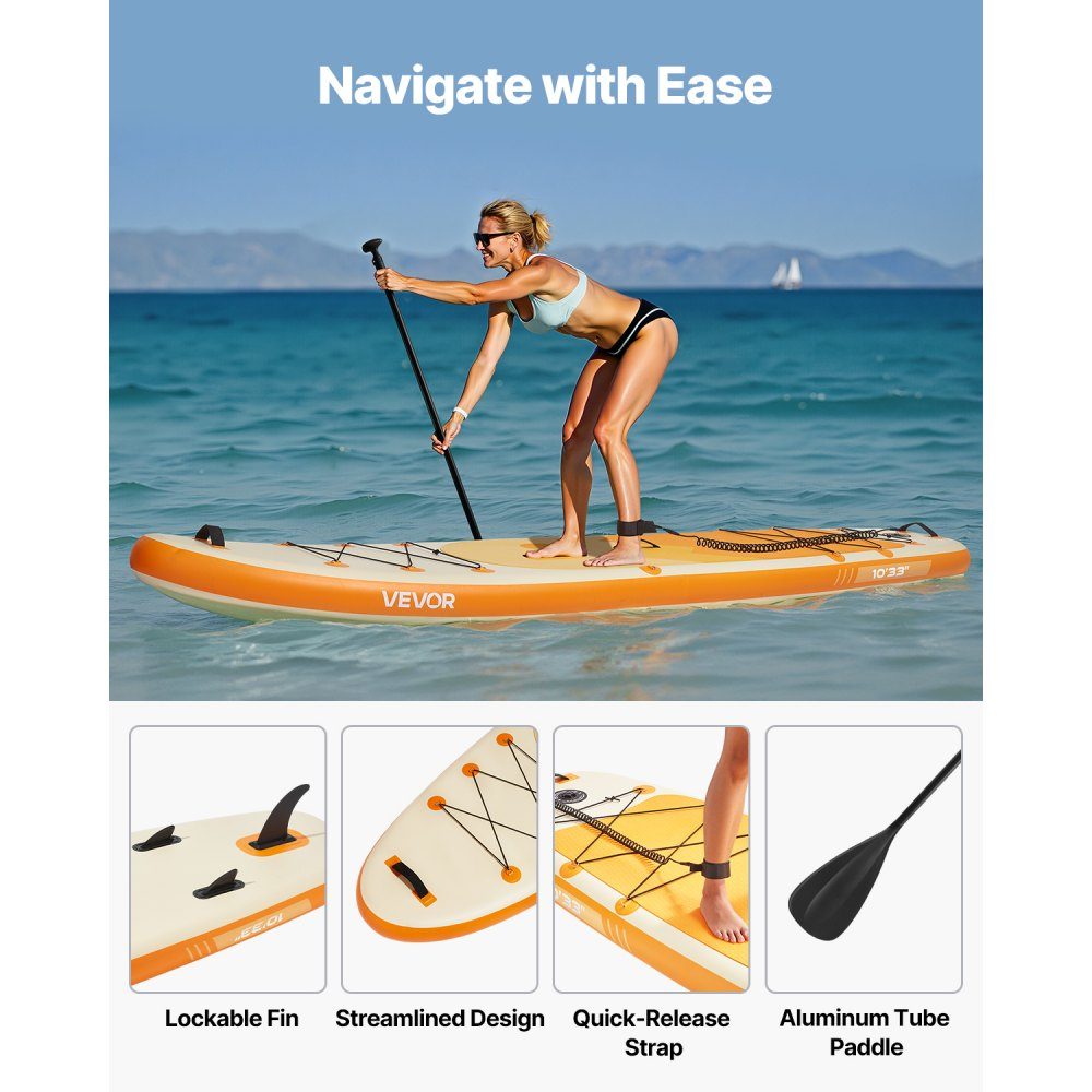 Inflatable Stand Up Paddle Board (12" x 33" x 6") Paddle Board Complete Set Including Pump, Paddle Fin Backpack, Ankle Leash Strap, Non-Slip Deck for Teens and Adults