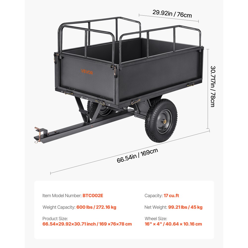 Dump Trailer 500lb Capacity ATV UTV Transport Trailer Pull Behind Dump Truck with 16" Tires Hand Pull or Foot Pedal Yard Trailer for Lawn Mower Tractors Dump Trailer 500lb Capacity ATV UTV Transport Trailer Pull Behind Dump Truck with 16" Tires Hand Pull or Foot Pedal Yard Trailer for Lawn Mower Tractors