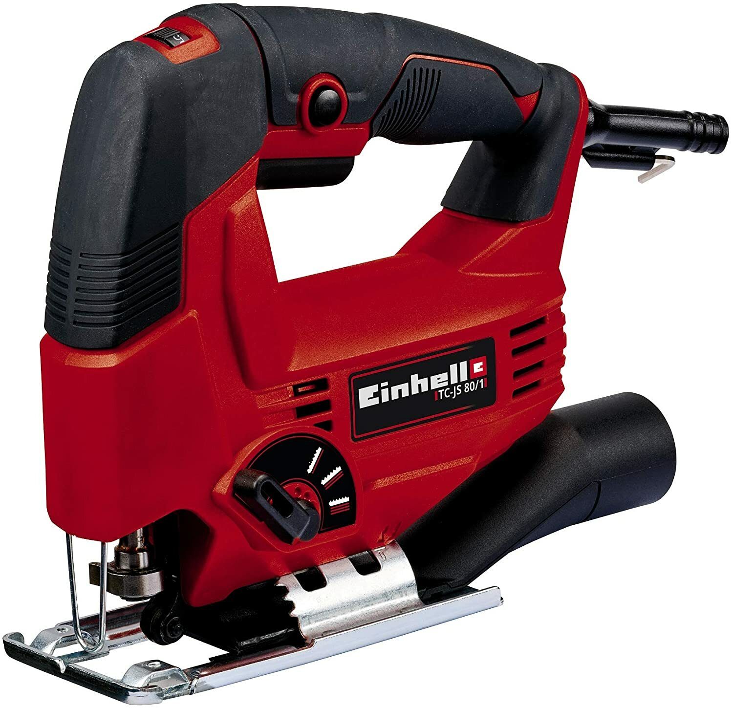 Wyrzynarka Einhell TC-JS 80/1 (550 W, częstotliwość skoku 1000-3000 min-1, elektronika prędkości, 4-stopniowy skok wahadłowy, odsysanie pyłu, wymiana brzeszczotu bez użycia narzędzi)