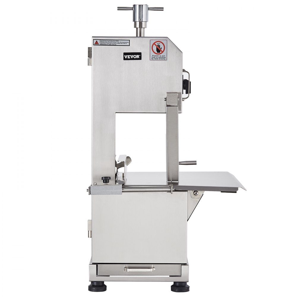 Machine commerciale de sciage d'os de viande 2200 W, machine de découpe d'os de 1000 kg/h, machine de découpe d'os de viande congelée, scie à os d'épaisseur réglable de 0 à 180 mm, table de travail de 470 x 530 mm