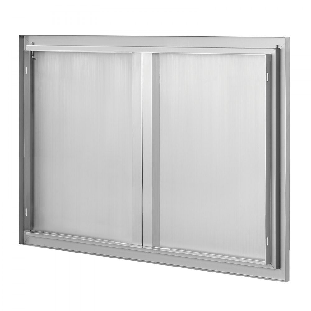 Grill Access Door 914x610mm Double Outdoor Kitchen Door Flush Mount Stainless Steel Door Vertical Wall Door with Retractable Handles for Grill Island Grill Station Outdoor Cabinet
