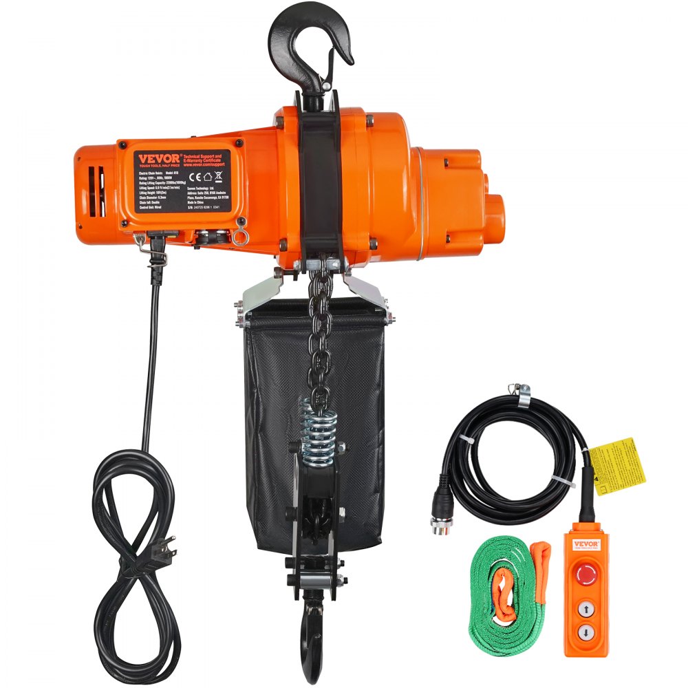 Elektrokettenzug, 998 kg Tragkraft, 3 m Hubhöhe, Seilzug, einphasige elektrische Winde mit G80-Kette, 3 m Kabelfernbedienung, ideal für Garagen, Geschäfte, Hotels Elektrokettenzug, 998 kg Tragkraft, 3 m Hubhöhe, Seilzug, einphasige elektrische Winde mit G80-Kette, 3 m Kabelfernbedienung, ideal für Garagen, Geschäfte, Hotels