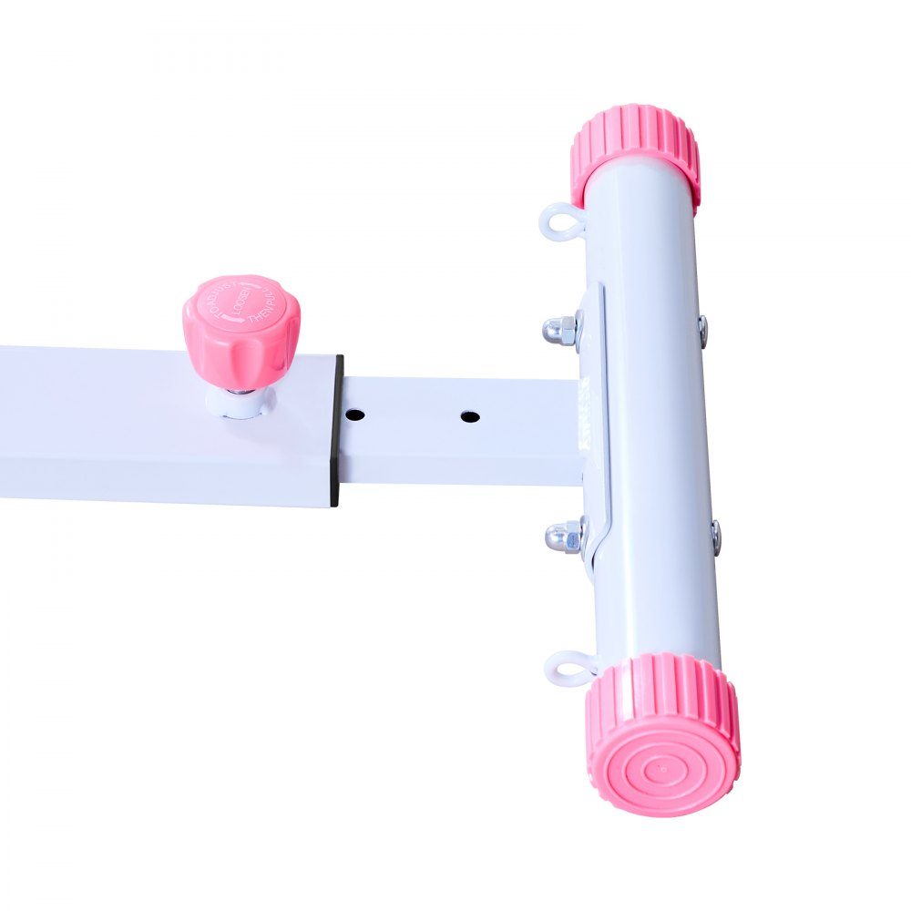 Deep Squat Machine, Adjustable Glute Trainer with 3 High Strength Resistance Bands, Folding Core and Glute Trainer, Push Up Exerciser for Home Gym, Pink + White
