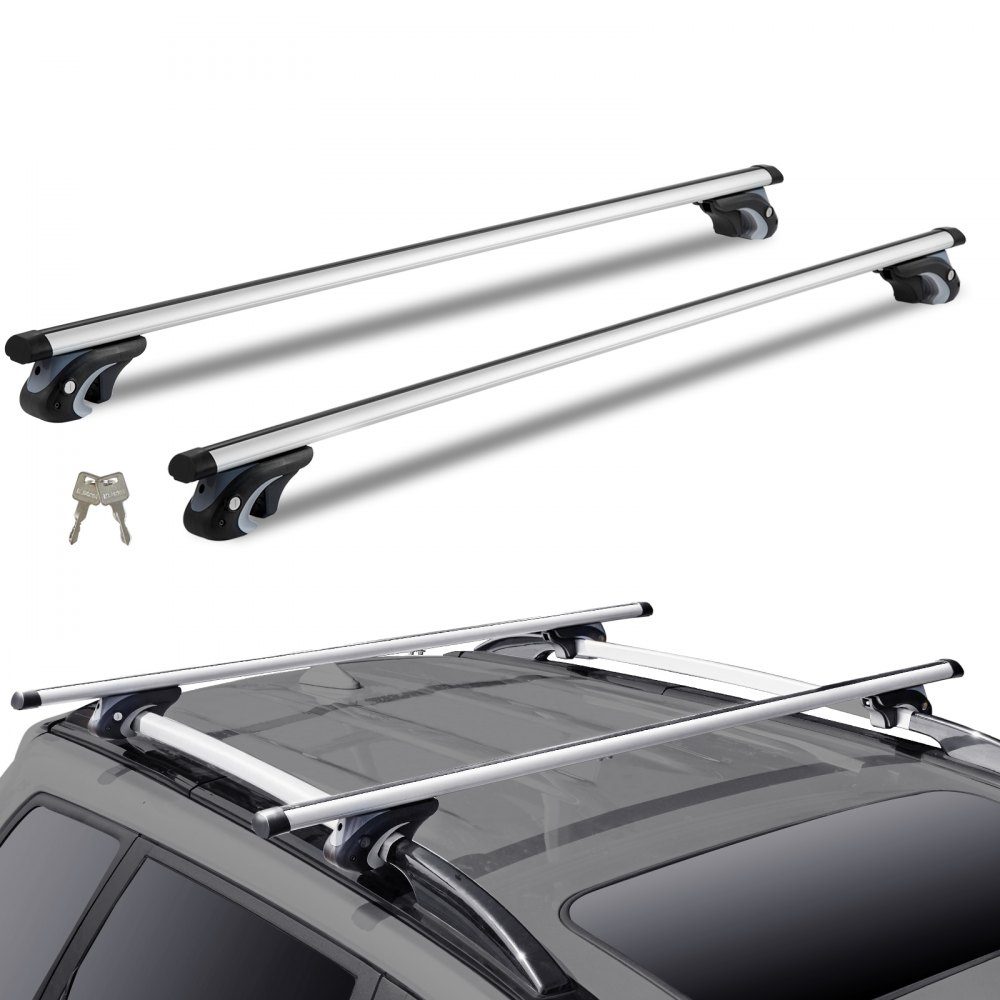 Roof rack universal roof rack car aluminum cross bar 90 kg load capacity, for raised side rail with gap, suitable inner distance of the roof beam 19-118 cm, tube diameter 28-68 mm