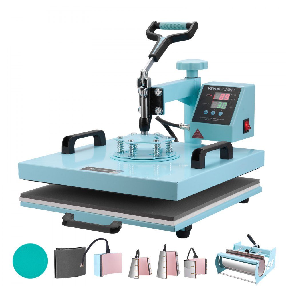Heat Press Heat Press 38x38cm 8 in 1 Tumbler Press T-Shirts Green