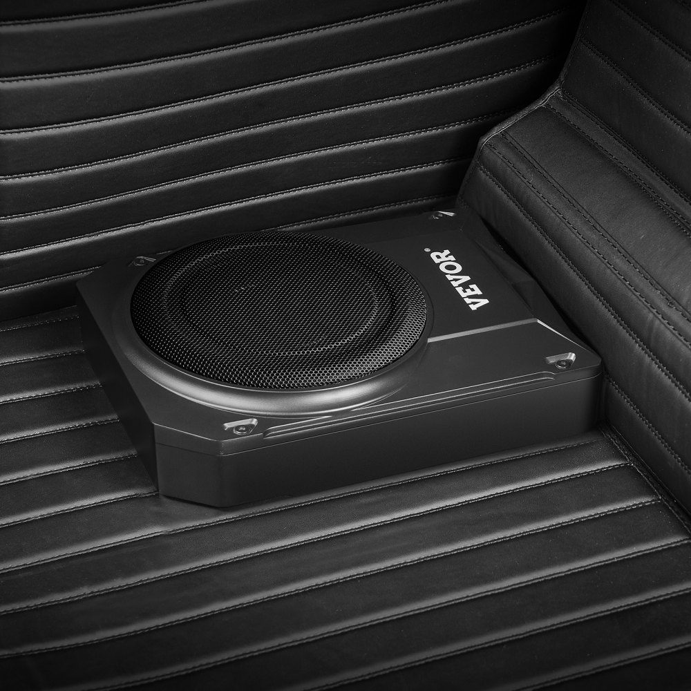 Subwoofer samochodowy pod siedzeniem 400 W, smukły subwoofer samochodowy o średnicy 254 mm, podsystem z wbudowanym wzmacniaczem, wejście wysokiego/niskiego poziomu i regulacja głośności dla SUV-ów, ciężarówek