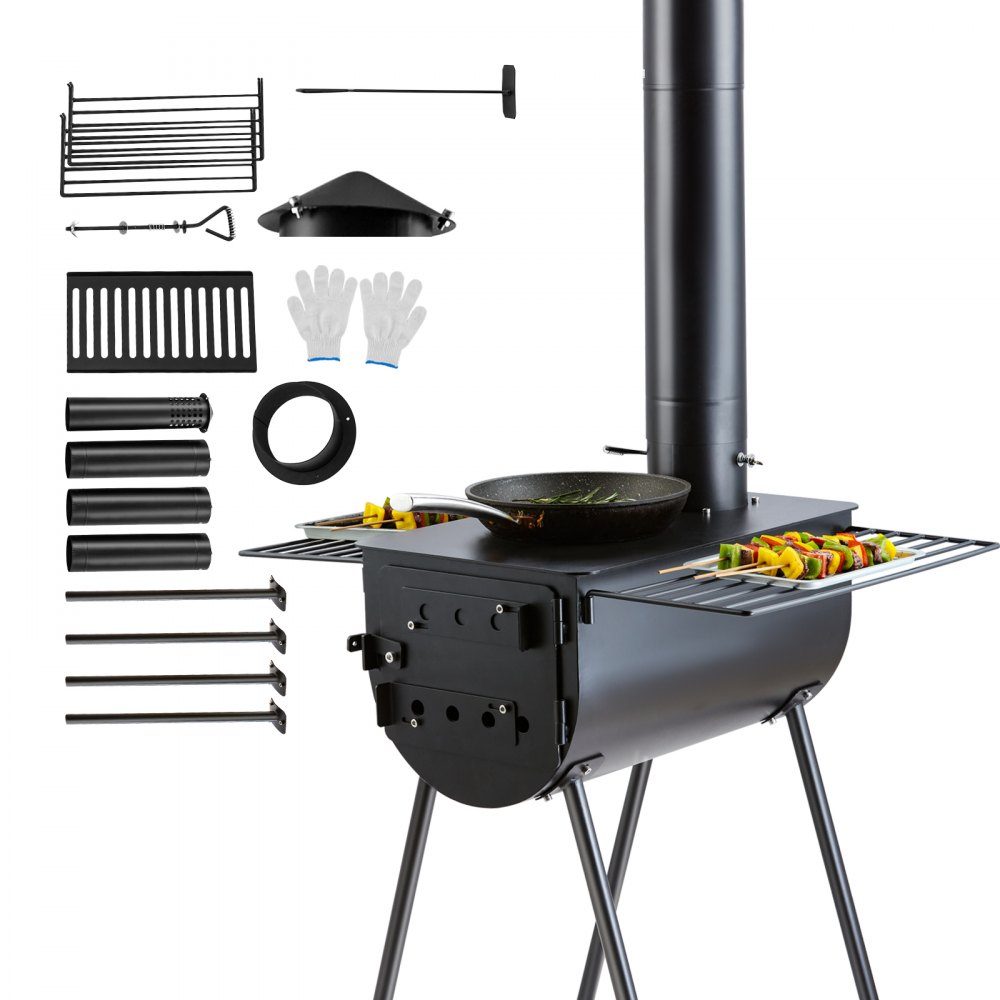 Poêle à bois Portable Camping tente chaude gril four 300 cm extérieur avec tuyaux