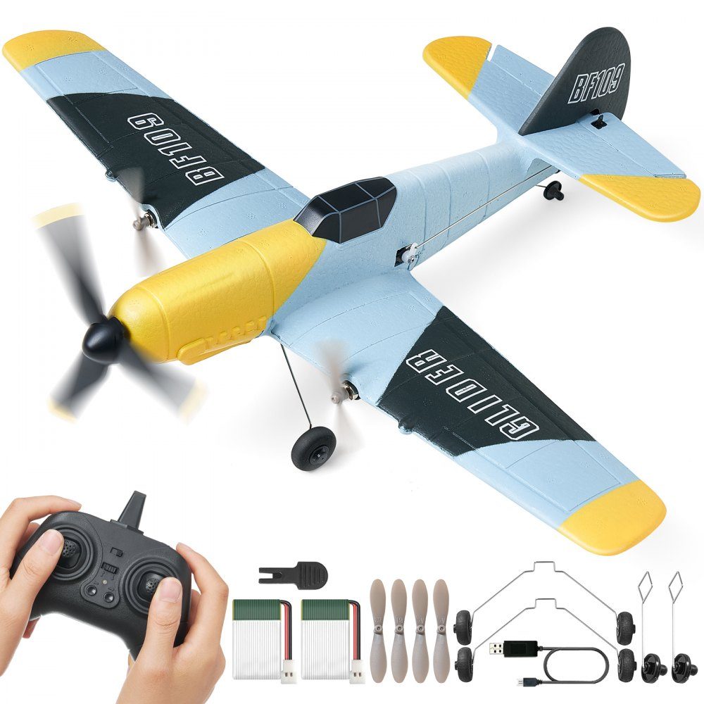 RC-Flugzeug, 2,4 GHz 3-Kanal-Fernsteuerungsflugzeug mit 6-Achsen-Gyro-Stabilisator, flugfertiges Kampfflugzeugspielzeug mit 2 Batterien, einfach zu fliegendes RC-Segelflugzeug für Erwachsene, Kinder, Anfänger und Jungen