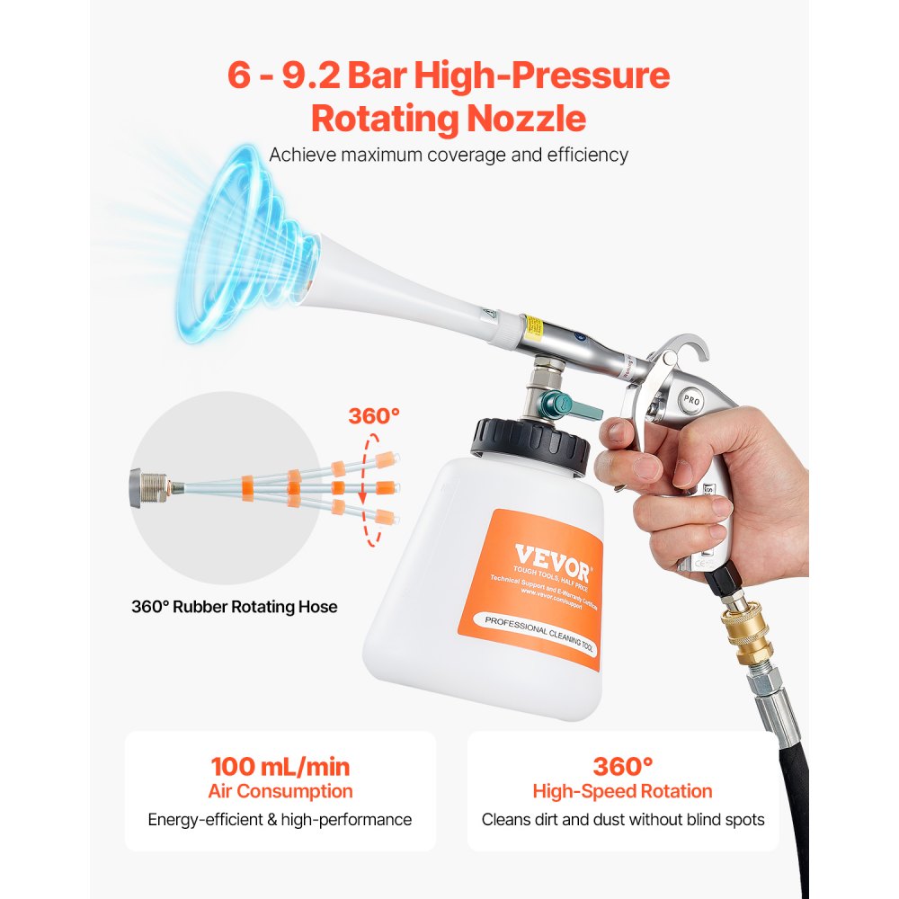 Autoreinigingspistool, 6-9,2 bar waspistool met 2 sproeiers en 1 liter vloeistoffles, Vortex-reinigingspistool, persluchtblaaspistool, compatibel met 1/4 NPT luchtcompressor Autoreinigingspistool, 6-9,2 bar waspistool met 2 sproeiers en 1 liter vloeistoffles, Vortex-reinigingspistool, persluchtblaaspistool, compatibel met 1/4 NPT luchtcompressor