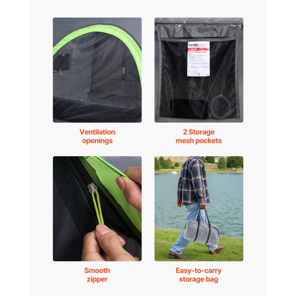 Truck Tent, Camping Tent, Pickup Tent for 1524-1585mm Truck Bed, Waterproof Truck Tent with Double Layer Windows and Storage Bag, Suitable for 2 to 3 People