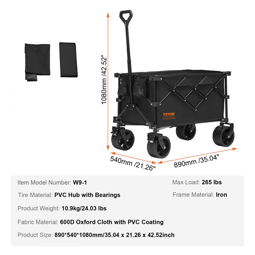 Bollerwagen 890 x 540 x 1080 mm Kinderwagen aus 600D Oxford-Gewebe mit PVC-Beschichtung Strandwagen 150 L Stauraum max. 120 kg Tragfähigkeit Transportwagen Gerätewagen Handwagen Bollerwagen 890 x 540 x 1080 mm Kinderwagen aus 600D Oxford-Gewebe mit PVC-Beschichtung Strandwagen 150 L Stauraum max. 120 kg Tragfähigkeit Transportwagen Gerätewagen Handwagen