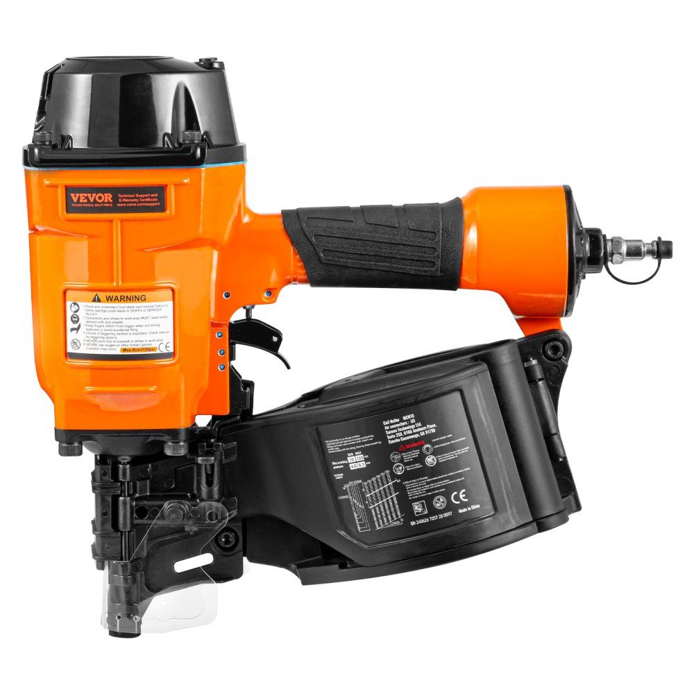 Rolspijkermachine MCN70, 1-3/4" tot 2-3/4" 15 graden pneumatische trimspijkermachine, 70-120PSI luchtspiraalspijkermachine voor pallets, dozen, frames, panelen en omheiningen