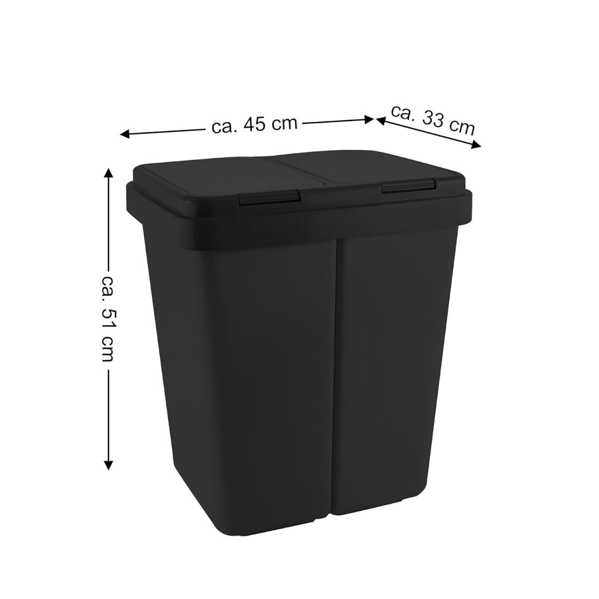 Ribelli Zweimer Duo garbage container with lid, 2 x approx. 25 liters, black