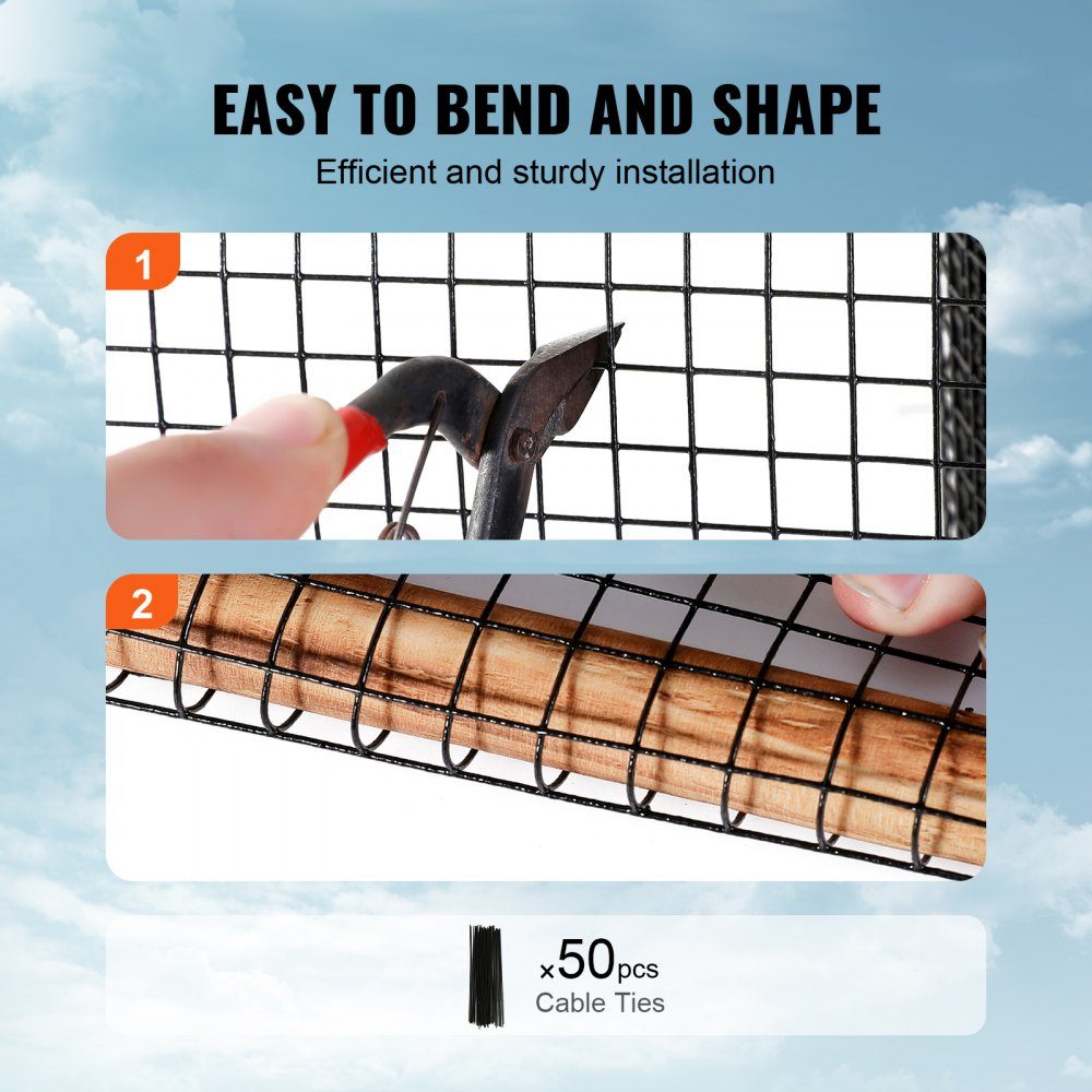 Solar Panel Bird Screen, 60' x 100' Pigeon Repellent Solar Panel Screen with 50 Tire Wires, Solar Panel Protector with Rustproof PVC Coating, 1/2 Inch Wire Roll Mesh