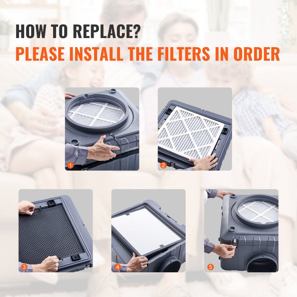 Activated Carbon Filter 5 Pack 40x40cm Air Filter Replacement High Efficiency Level 1 Filters Compatible with BlueDri and Scrubber Air Purifiers Water Damage Restoration Equipment