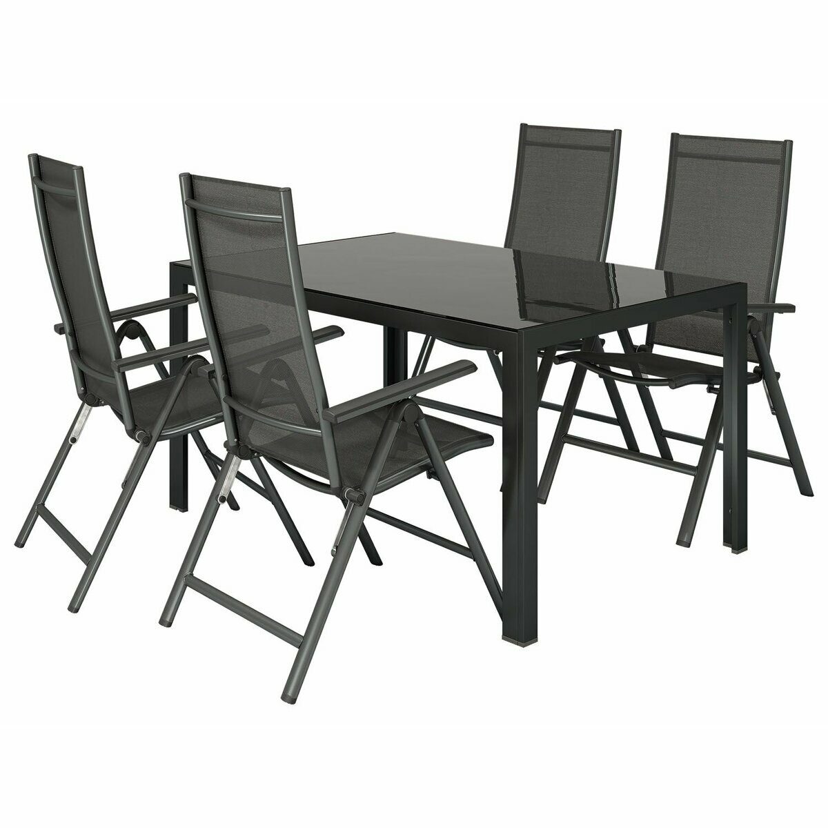 Garden table aluminum black reversible table top