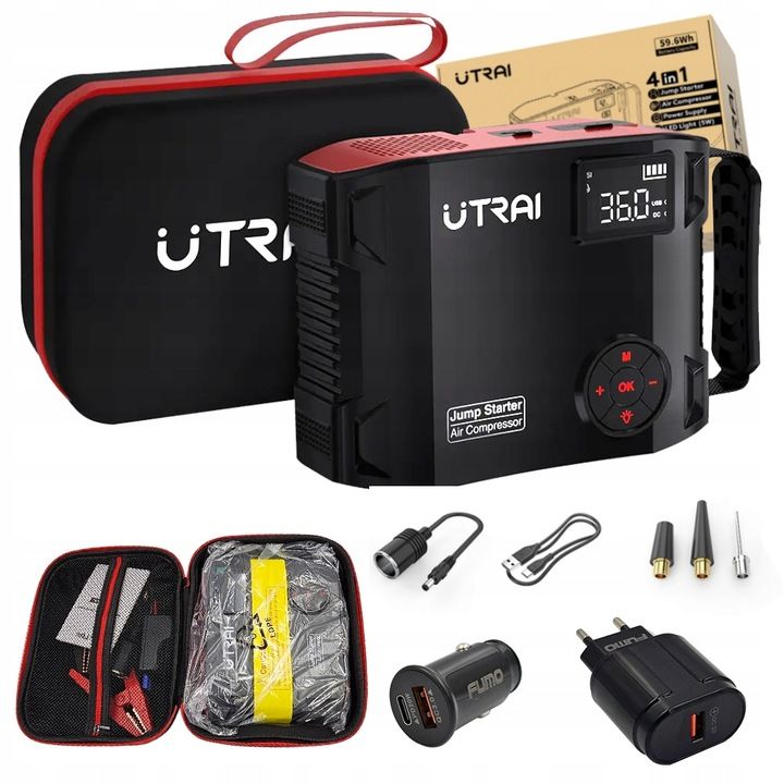 Batterie externe et démarreur de voiture Utrai 2000A avec compresseur – votre compagnon idéal pour les déplacements ! Batterie externe et démarreur de voiture Utrai 2000A avec compresseur – votre compagnon idéal pour les déplacements !