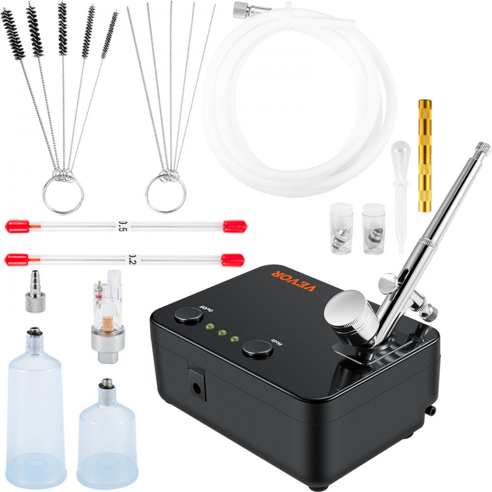 Kit aérographe double action avec pistolet à peinture, compresseur d'air 30 psi ± 15 % 230 V pour maquillage, manucure, tatouage, conception de peinture, artisanat, décoration alimentaire Kit aérographe double action avec pistolet à peinture, compresseur d'air 30 psi ± 15 % 230 V pour maquillage, manucure, tatouage, conception de peinture, artisanat, décoration alimentaire