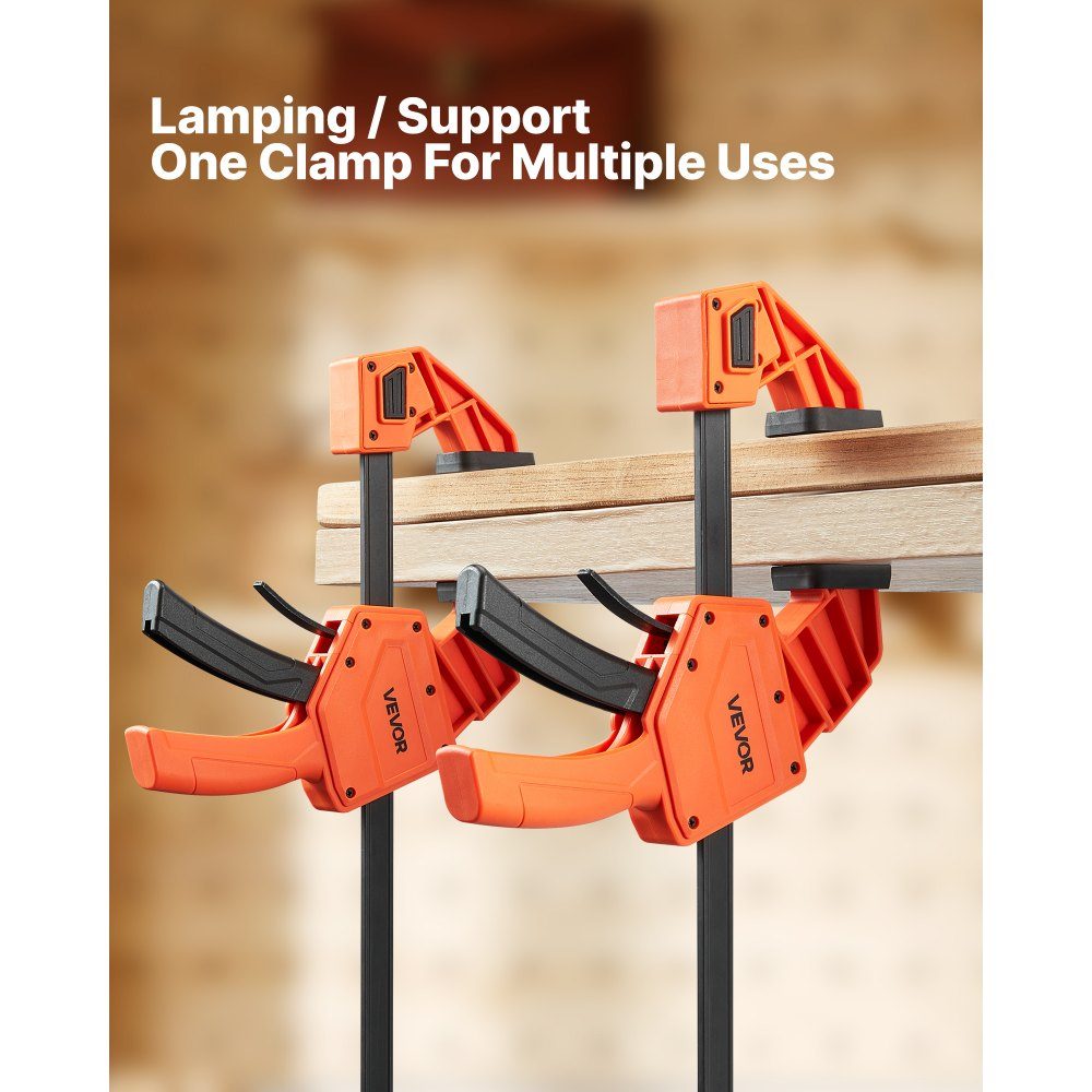 Woodworking Pole Clamps 2 Pack 12" Opening Quick Grip F Clamp with 300-lb-Belastungsgrenze 3.35" Depth Plastic and Carbon Steel Metalworking Orange + Black