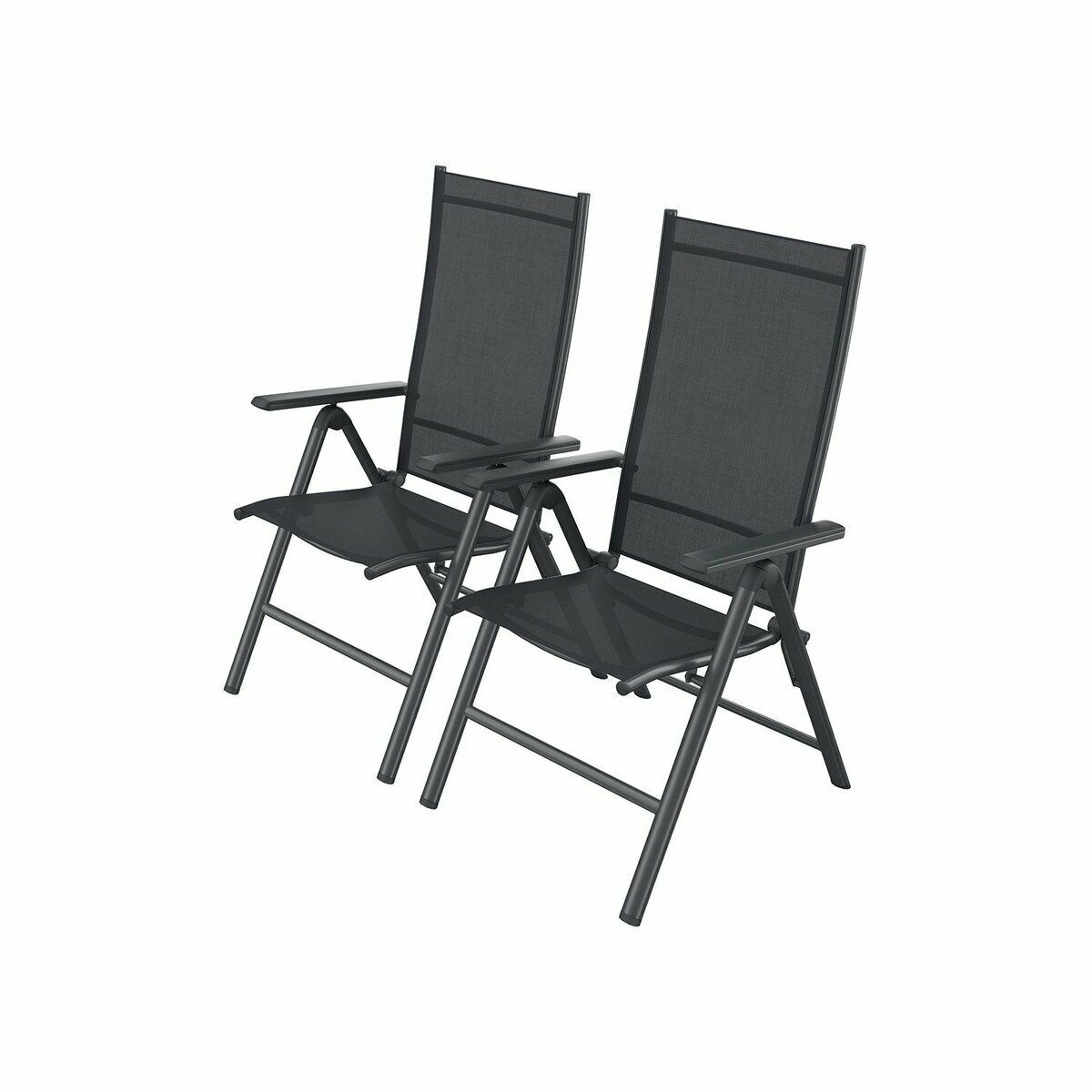Tuinstoelen 7-voudig verstelbaar in set van 2 *zwart*