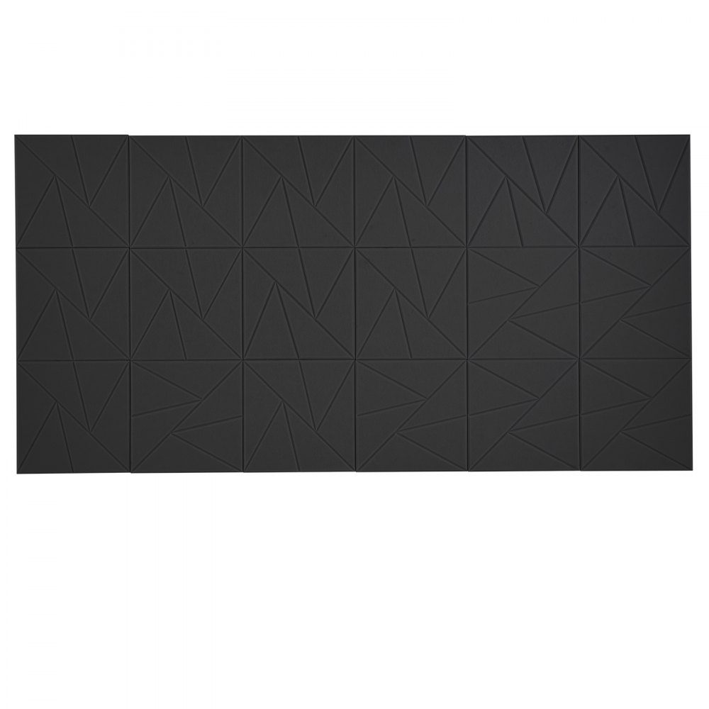 Packung mit 18 Akustikplatten mit selbstklebendem Klebeband, 300 x 300 x 10 mm, schalldichte Schaumstoffplatten, Akustikwandpaneele aus Polyesterfaser, für Zuhause, Studio, Büro, Theater, Schwarz