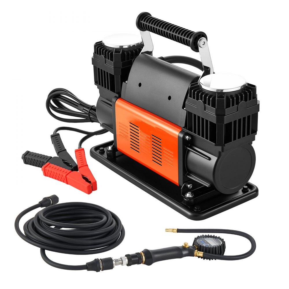 Zware luchtcompressor Dubbele cilinder 300 l/min Draagbare bandenpomp 12 V 150 PSI off-road luchtpomp met digitale manometer en adapters voor vrachtwagen, auto, SUV, SUV en camper