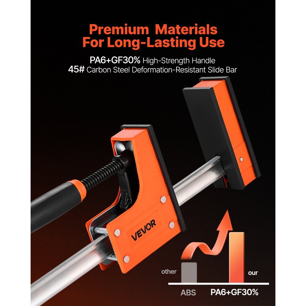 Woodworking Bar Clamps 2 Pack 762mm Opening Parallel Clamp Set F Clamp with 680kg Load Limit 98.4mm Depth Plastic Carbon Steel Metalworking Orange