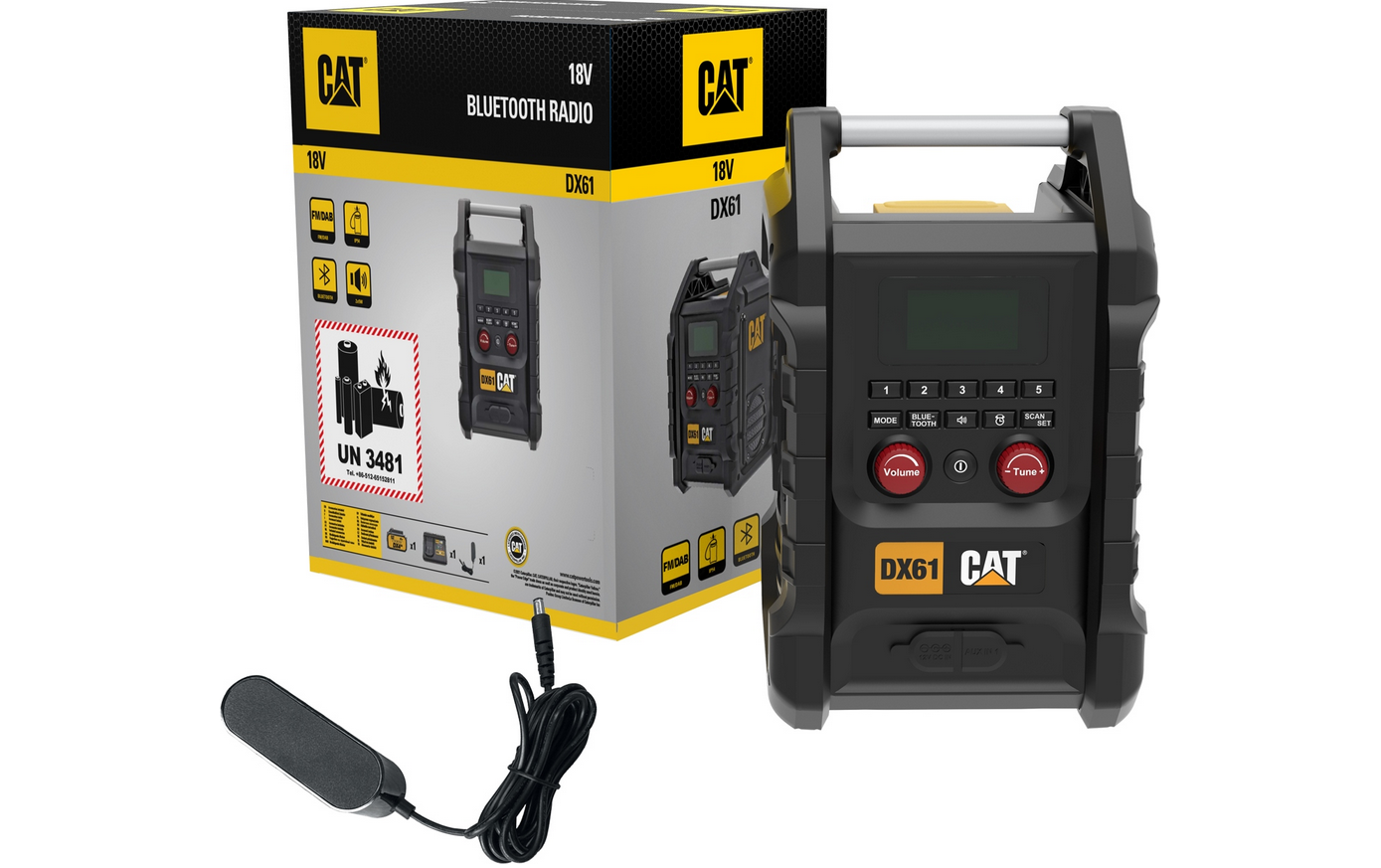 Radio de chantier CAT DX61B BT 18V AUX afficheur Radio de chantier CAT DX61B BT 18V AUX afficheur